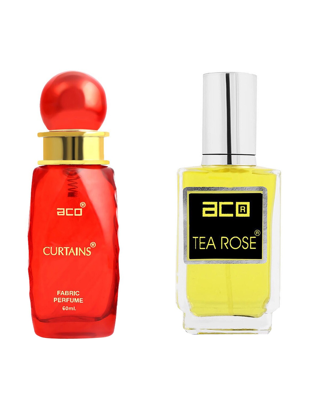 

aco PERFUMES Set Of 2 Tea Rose & Curtains Fragrance Perfume Spray 40ml, Red