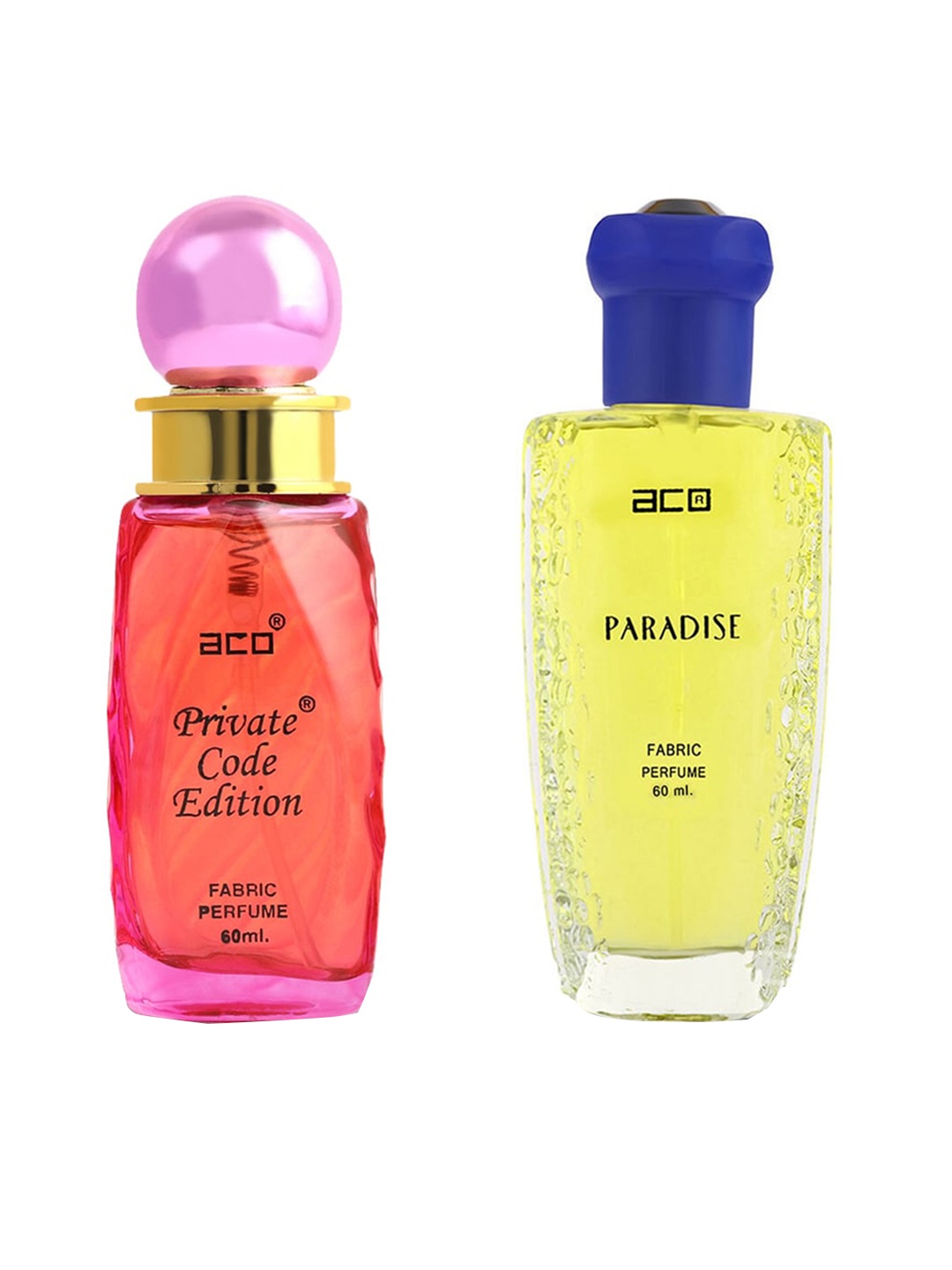 

aco PERFUMES Set Of 2 Paradise & Private Code Fragrance Perfume Spray 60ml, Yellow