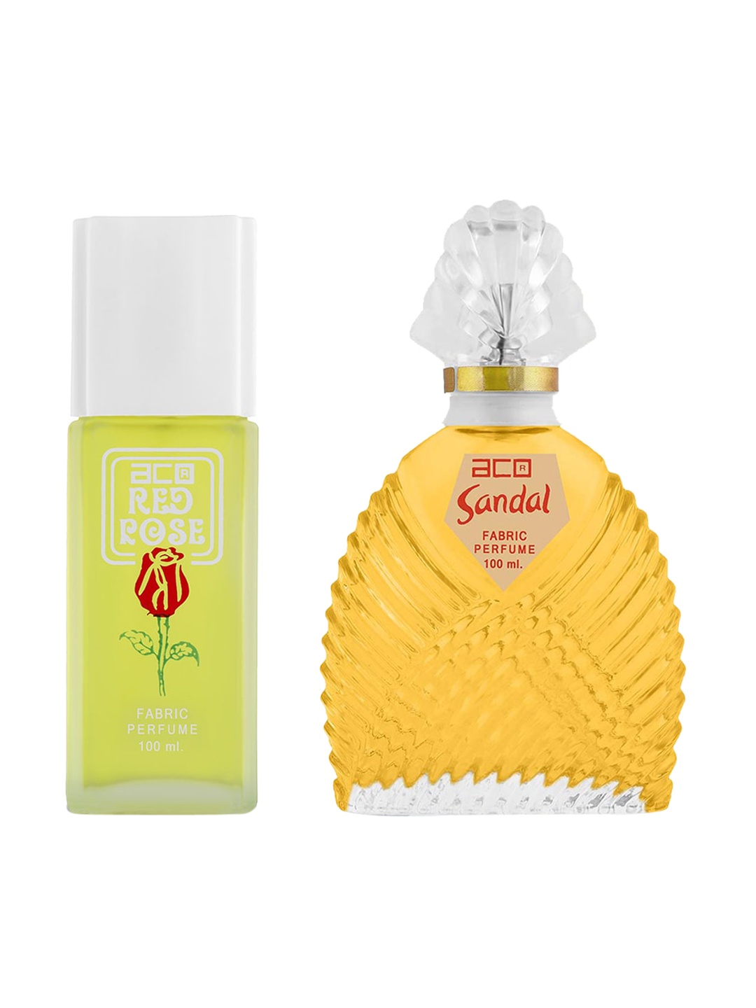 

aco PERFUMES Set Of 2 Red Rose & Sandal Fresh & Soothing Fragrance Perfume Spray-100 ml Each, Yellow