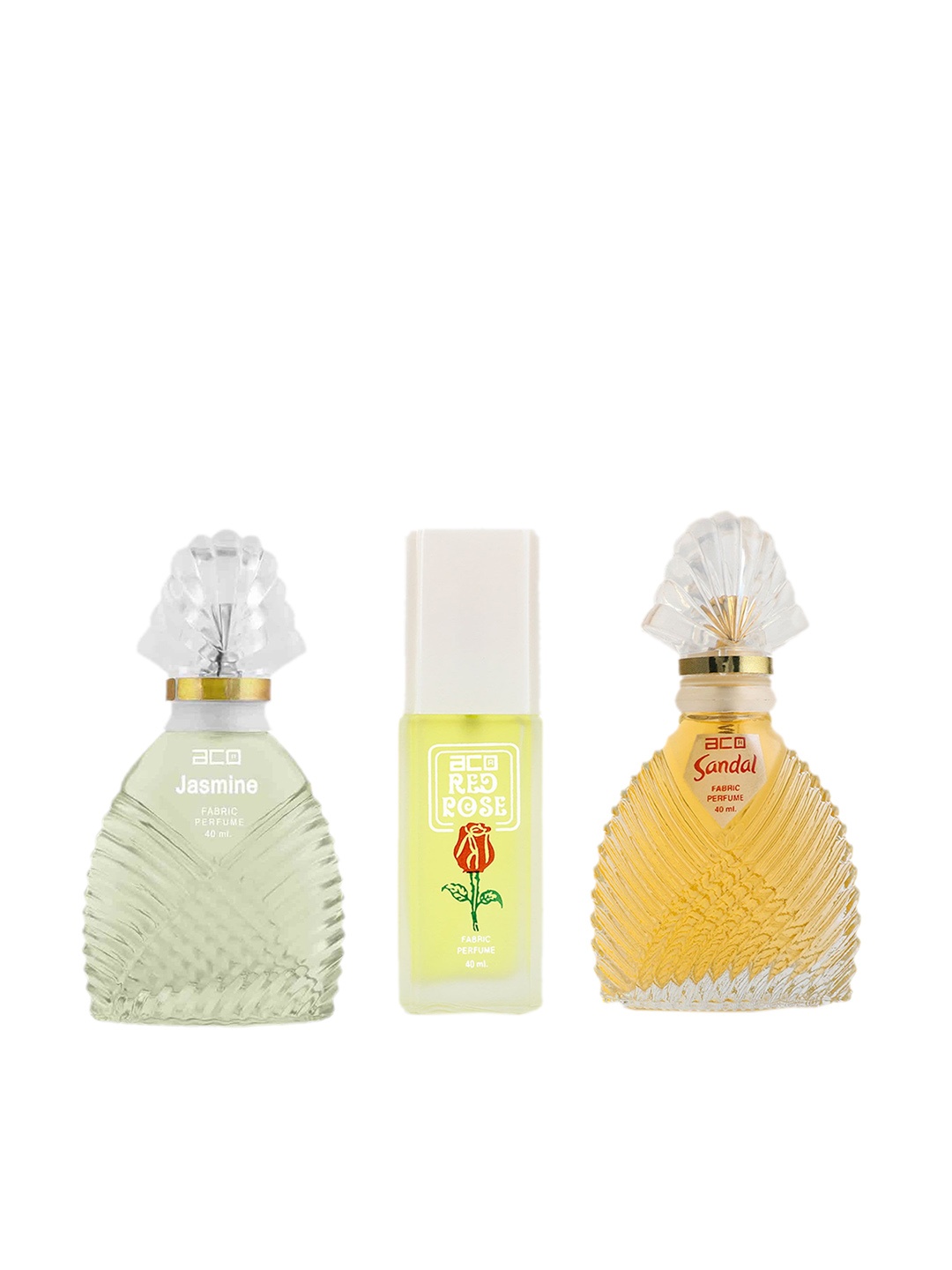 

aco PERFUMES Set of Sandal + Red Rose + Jasmine Fabric Perfume Spray - 40 ml Each, Yellow