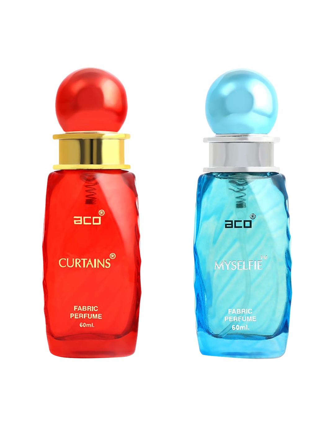 

aco PERFUMES Set of Curtains & Myselfie Fabric Perfume Spray - 60 ml Each, Red