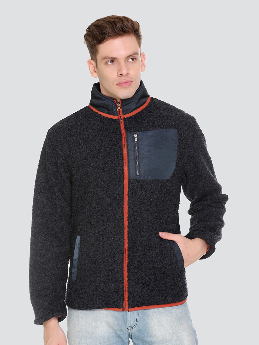 

HONNETE Men Navy Blue Lightweight Bomber Jacket