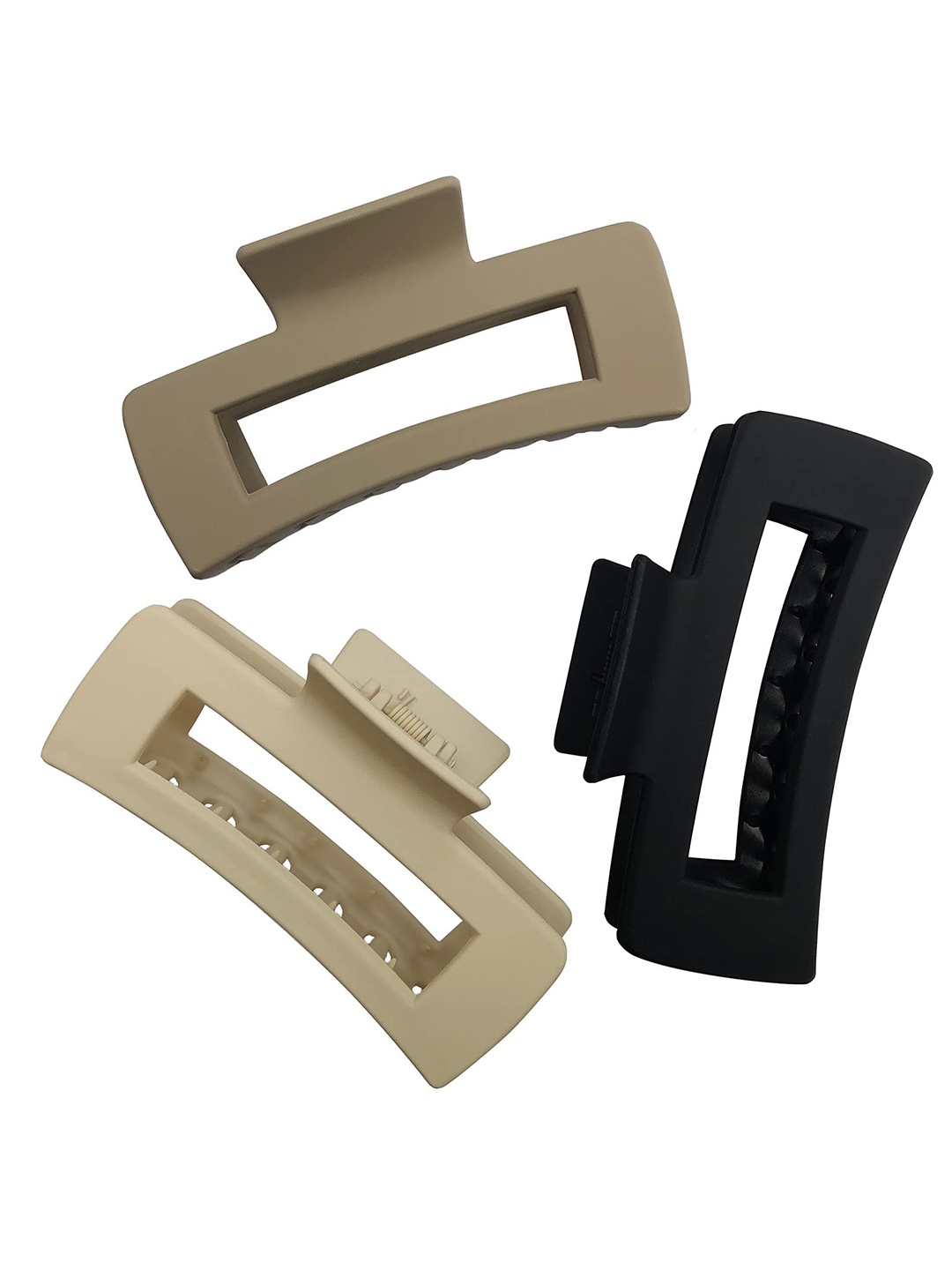 

FIMBUL Women Set of 3 Black & Beige Solid Claw Clip