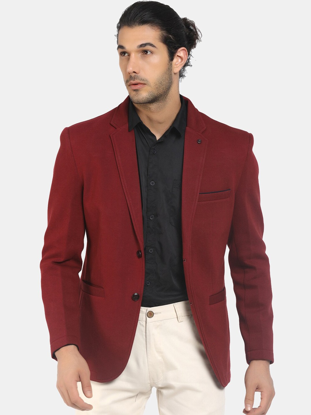 

V-Mart Men Maroon Solid Single-Breasted Casual Blazer