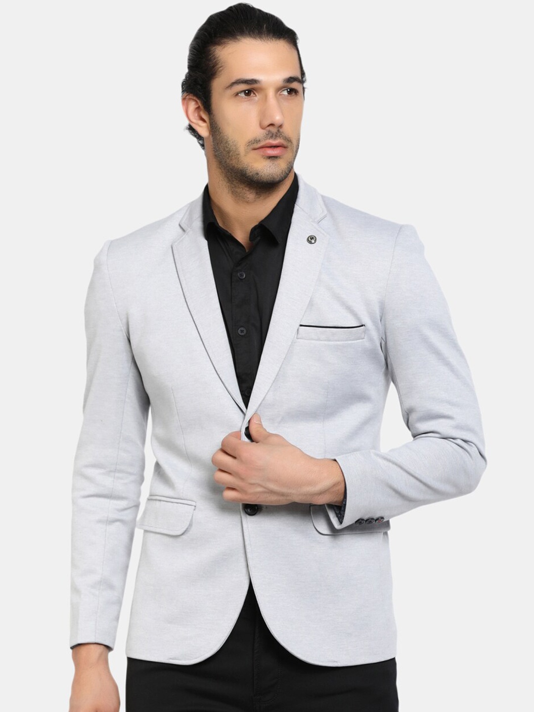 

V-Mart Men Grey Solid Single-Breasted Casual Blazer