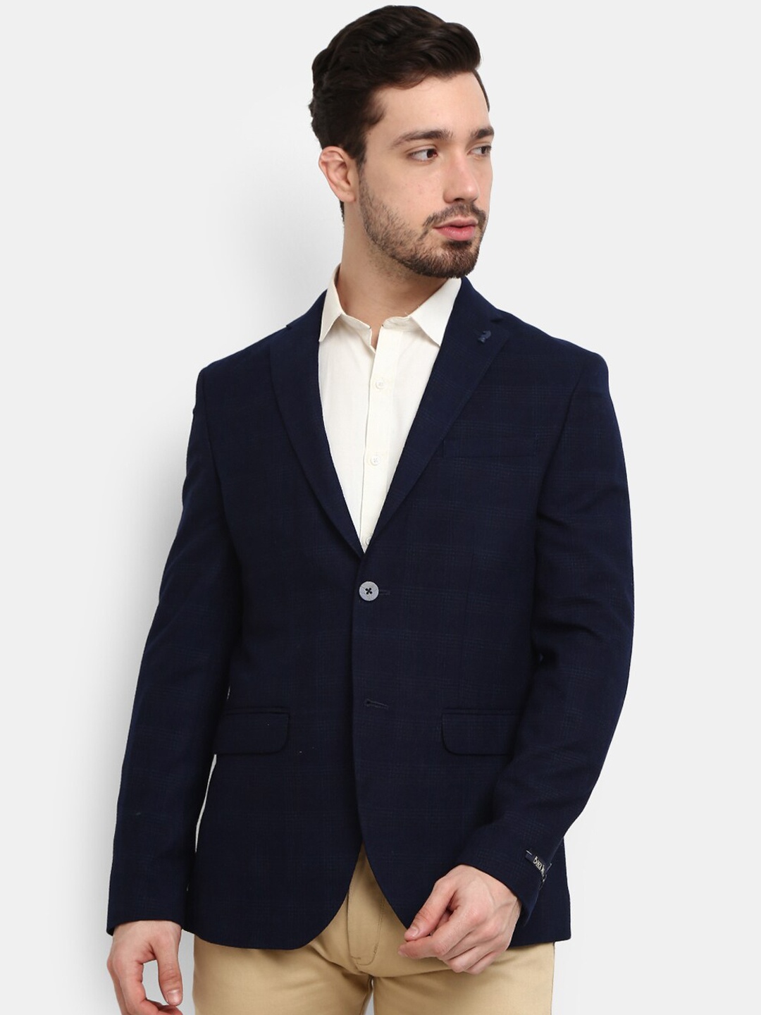 

V-Mart Men Blue Checked Single Breasted Formal Blazers