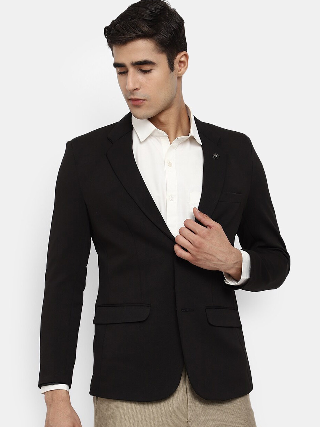 

V-Mart Men Black Solid Single Breasted Formal Blazers