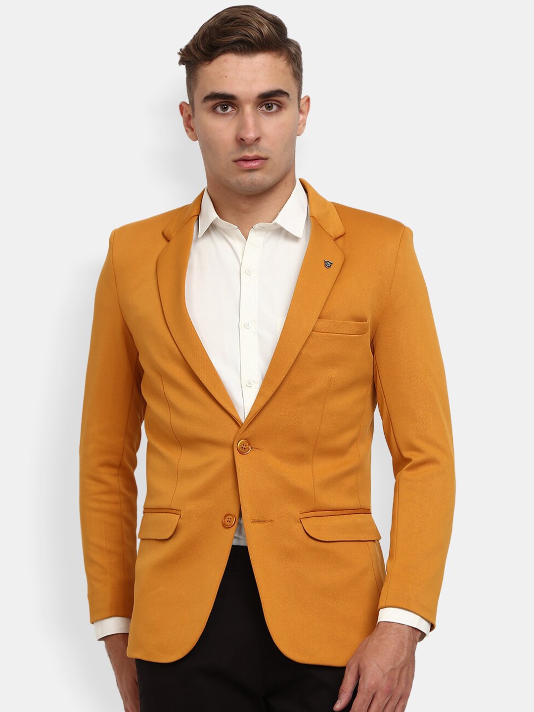 

V-Mart Men Mustard Yellow Solid Single Breasted Formal Blazers