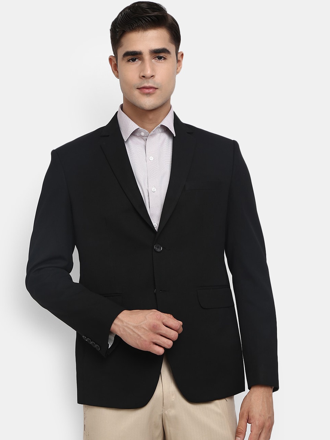 

V-Mart Men Black Solid Single-Breasted Formal Blazer