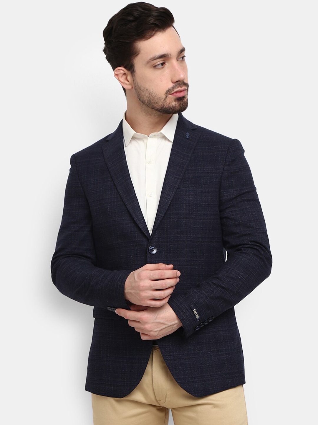 

V-Mart Men Blue Solid Single-Breasted Formal Blazer