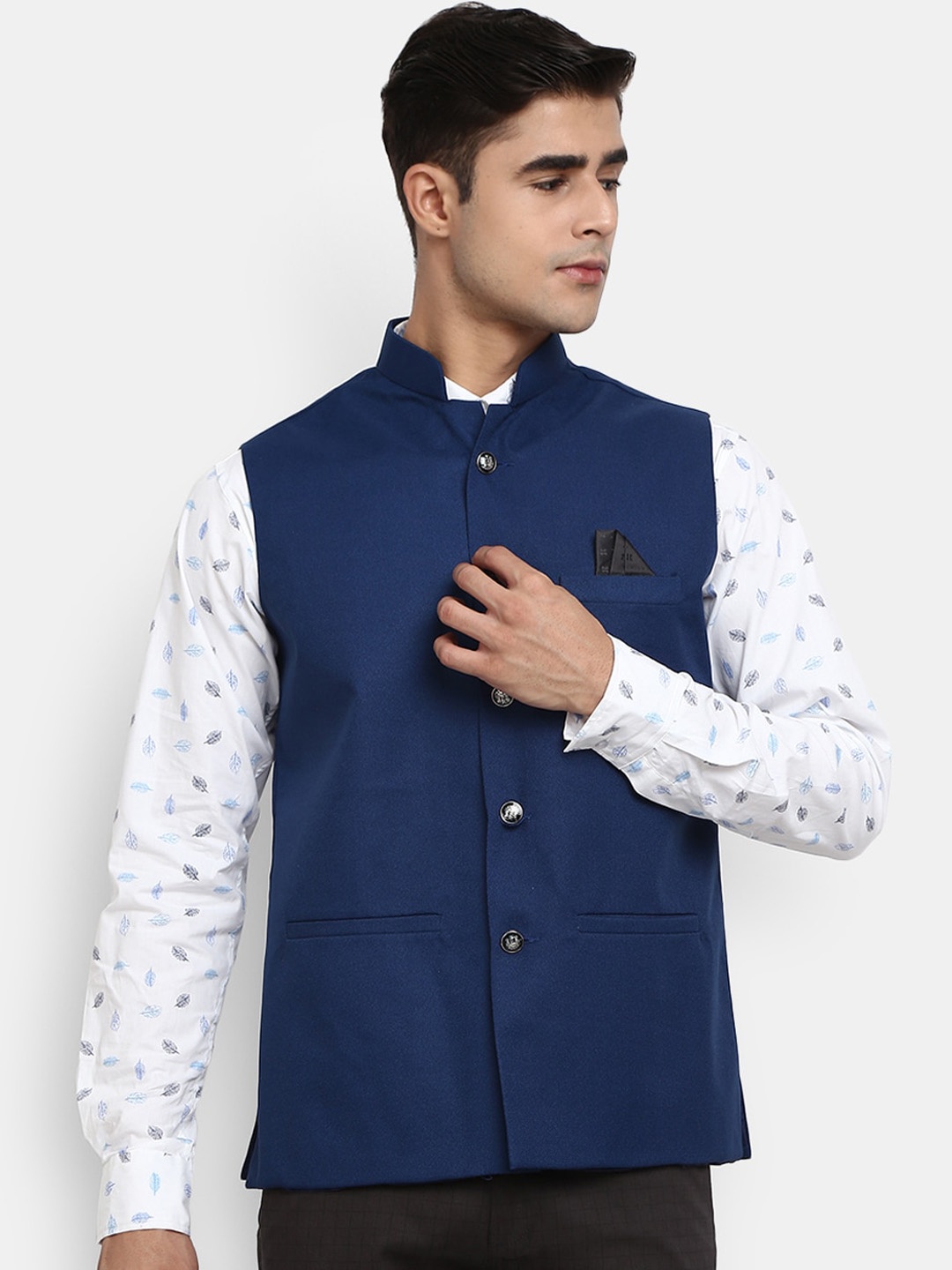 

V-Mart Men Blue Solid Nehru Jacket