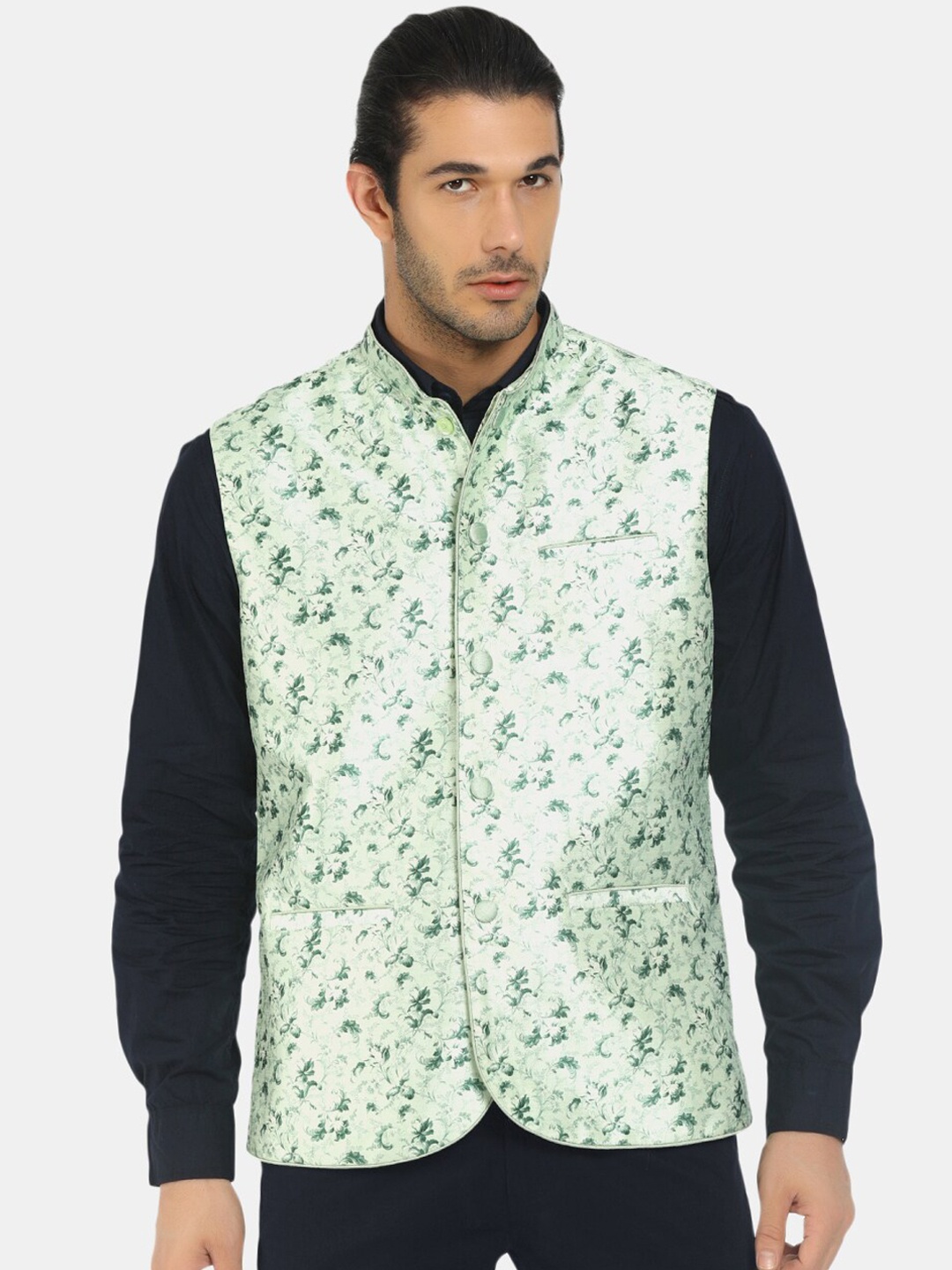 

V-Mart Men Green Printed Nehru Jackets