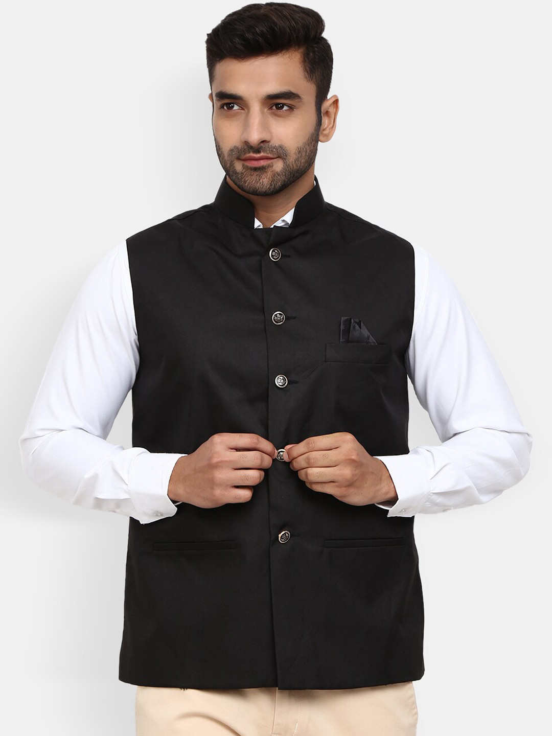 

V-Mart Men Black Solid Nehru Jacket
