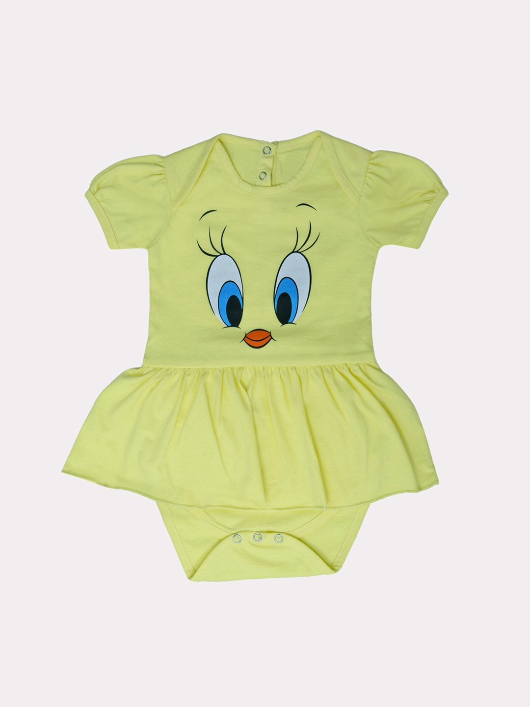 

YK Disney Infant Girls Yellow & Black Loony Tunes Tweety Printed Cotton Bodysuit