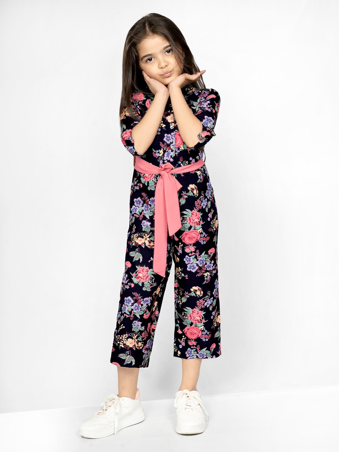 

Naughty Ninos Girls Black & Pink Printed Culotte Jumpsuit