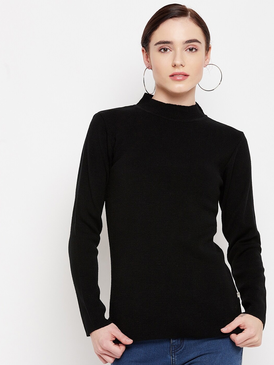 

Madame Women Black Ribbed Sweater Vest