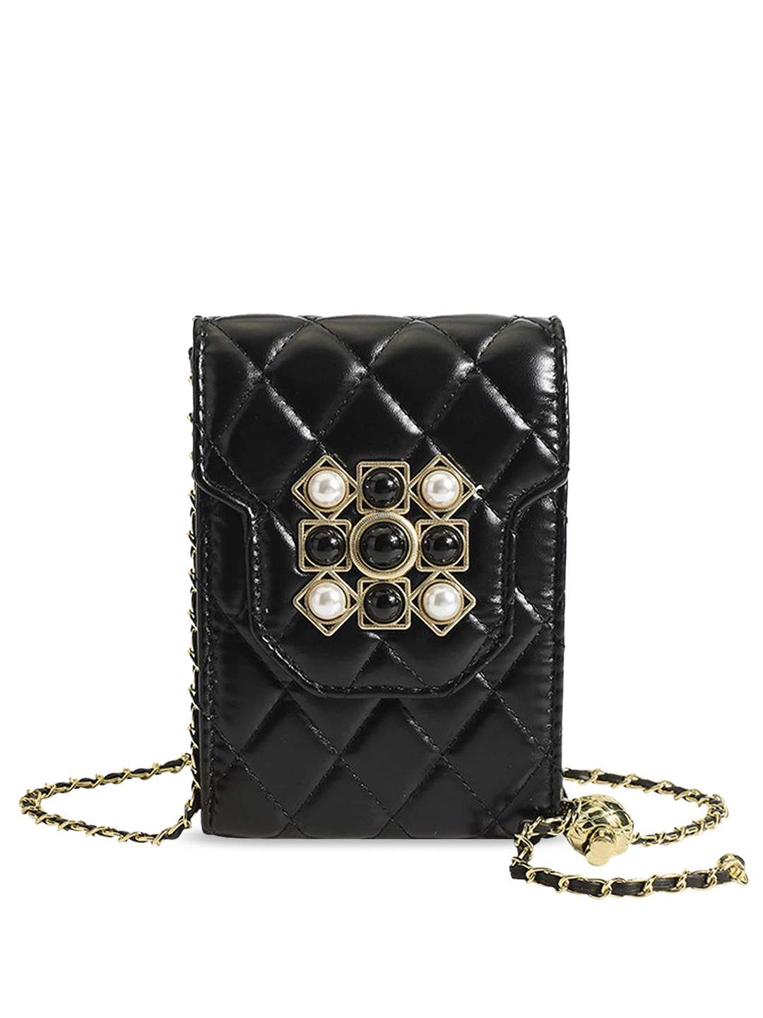 

Diva Dale Textured Sling Bag with Quilted Handbags, Black