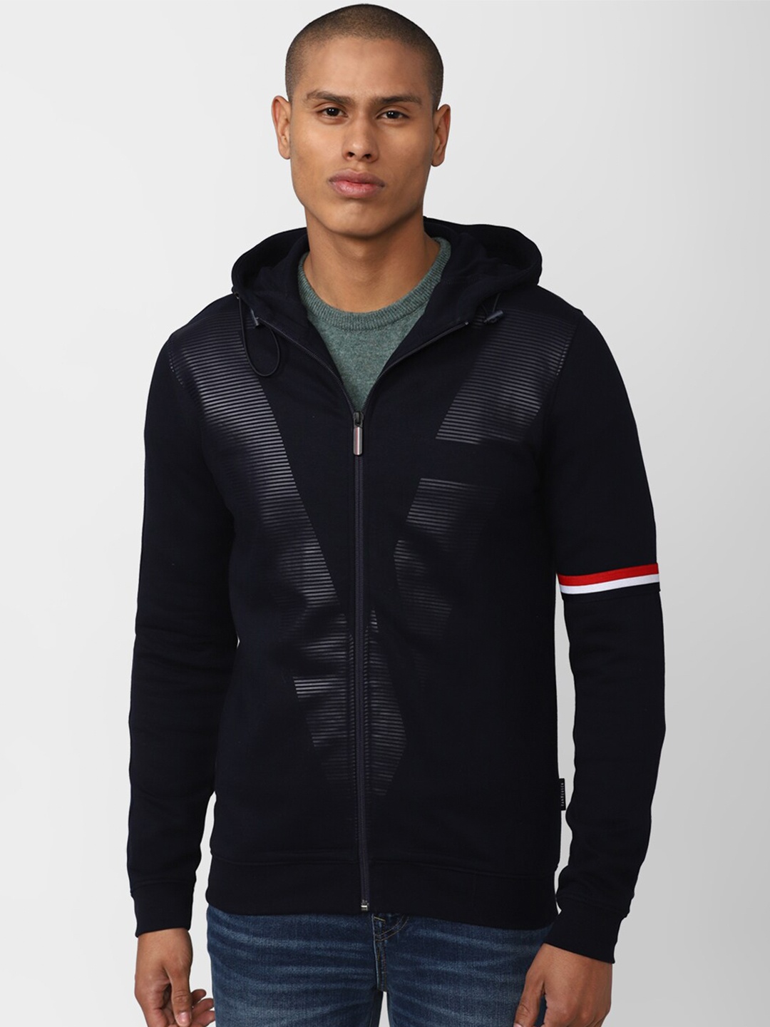 

Van Heusen Sport Men Black Striped Hooded Sweatshirt