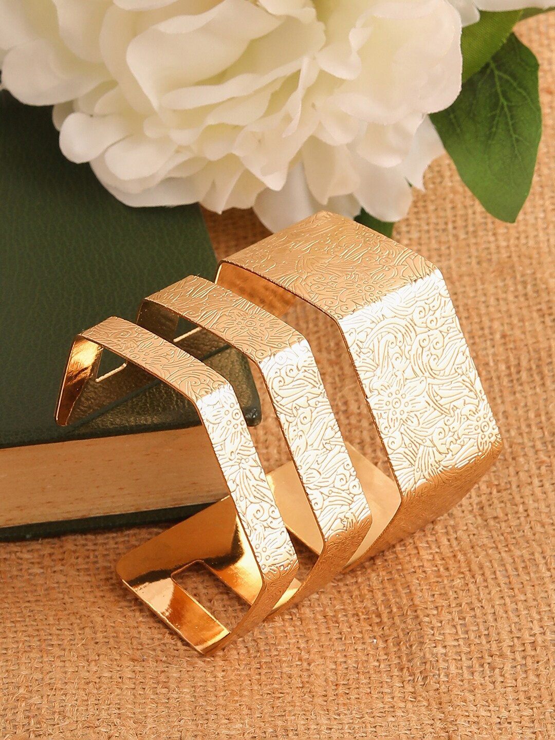 

SOHI Women Gold-Toned Gold-Plated Cuff Bracelet