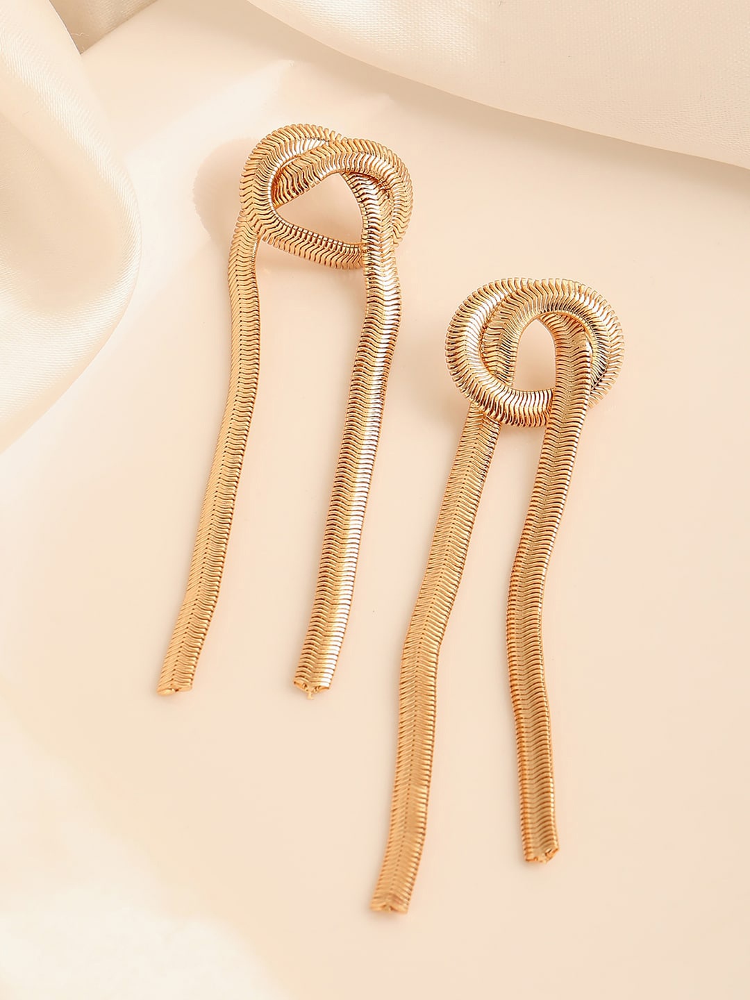

SOHI Gold-Plated Gold-Toned Designer Contemporary Drop Earrings
