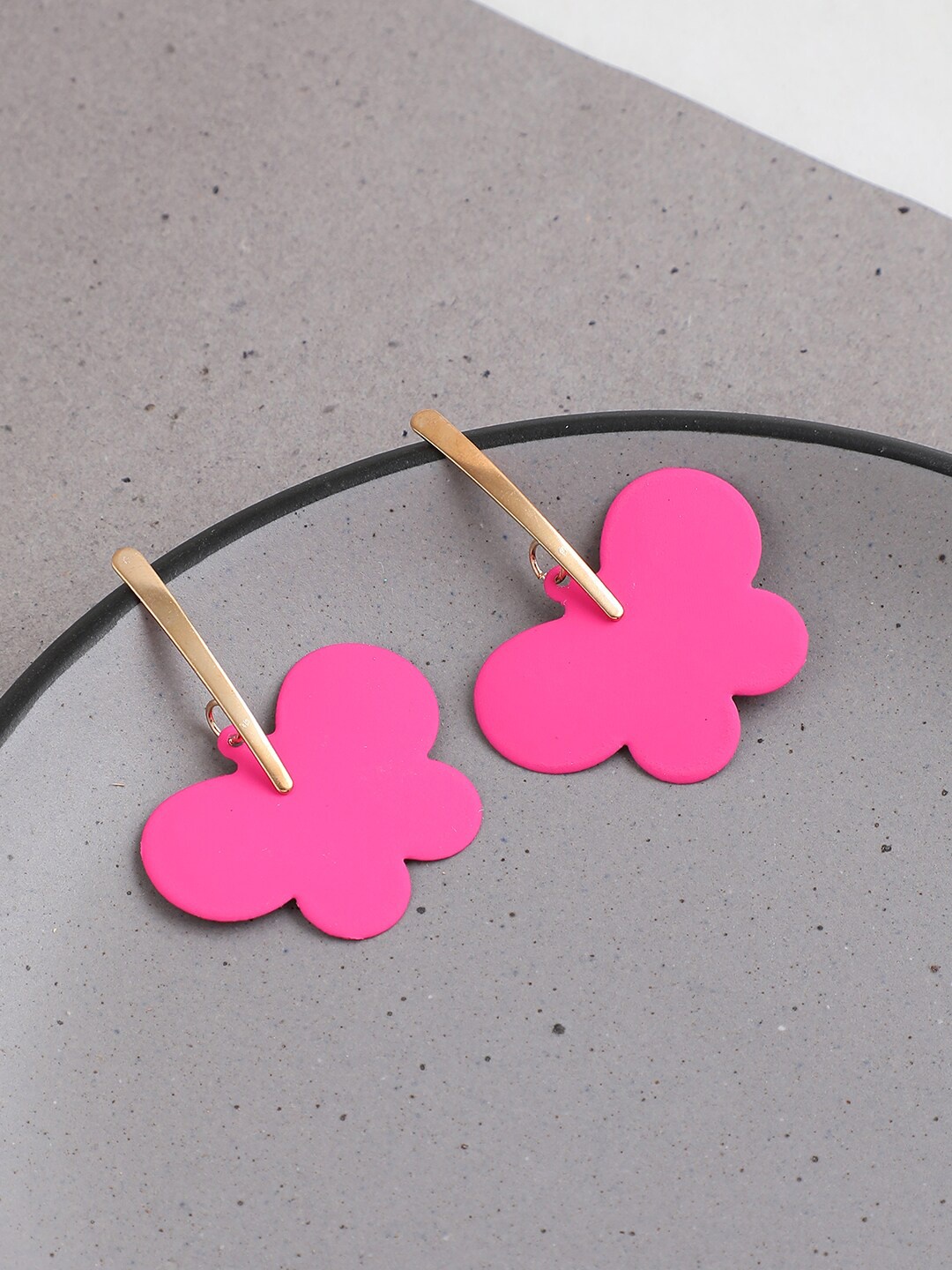 

SOHI Gold Plated Pink Contemporary Drop Earrings