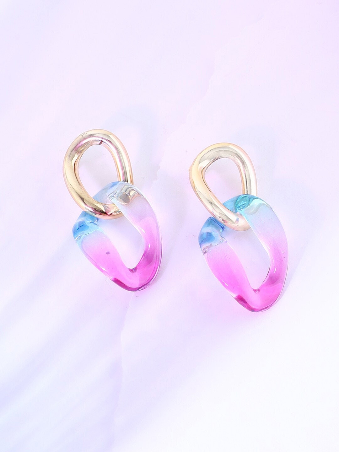 

SOHI Pink & Blue Contemporary Drop Earrings