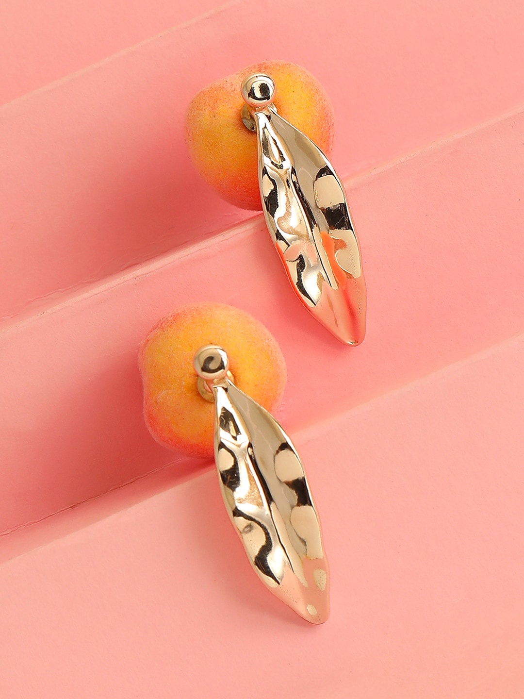 

SOHI Orange Leaf Shaped Drop Earrings