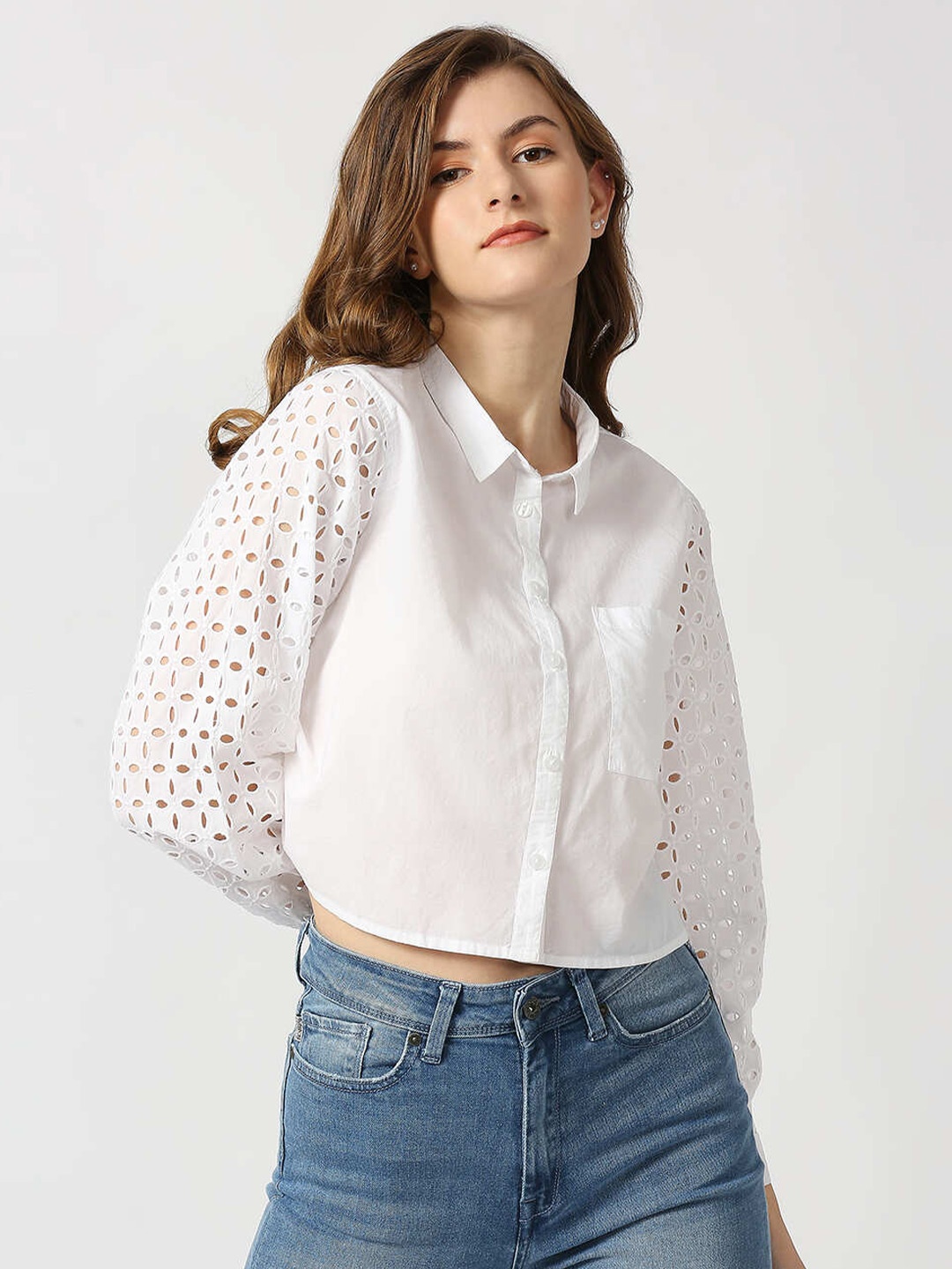 

Pepe Jeans Women White Boxy Cotton Casual Shirt