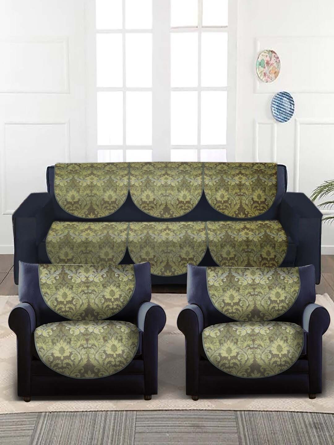 

Slushy Mushy Set Of 10 Green Printed 5-Seater Sofa Covers