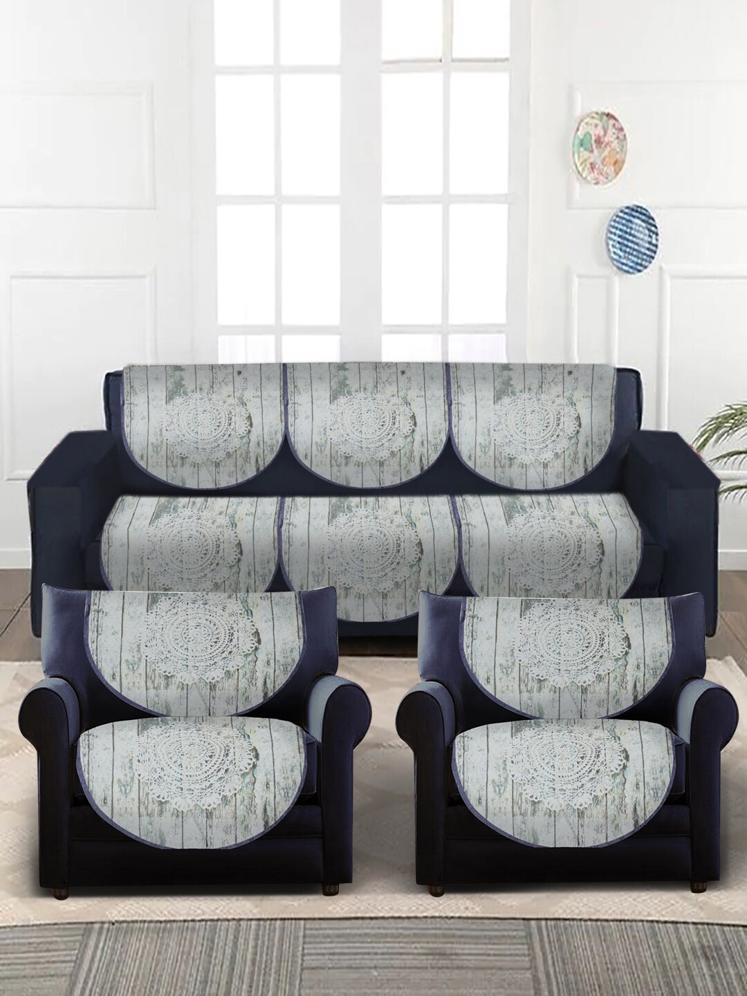 

Slushy Mushy Set Of 10 Green Printed 5-Seater Sofa Covers