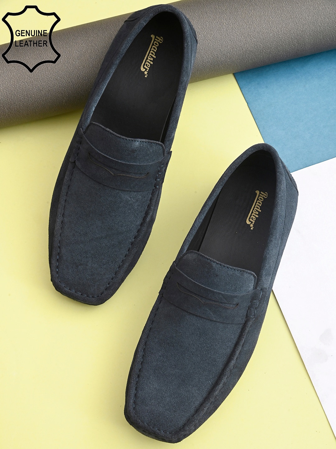 

Roadster Men Blue Suede Lightweight Casual Loafers