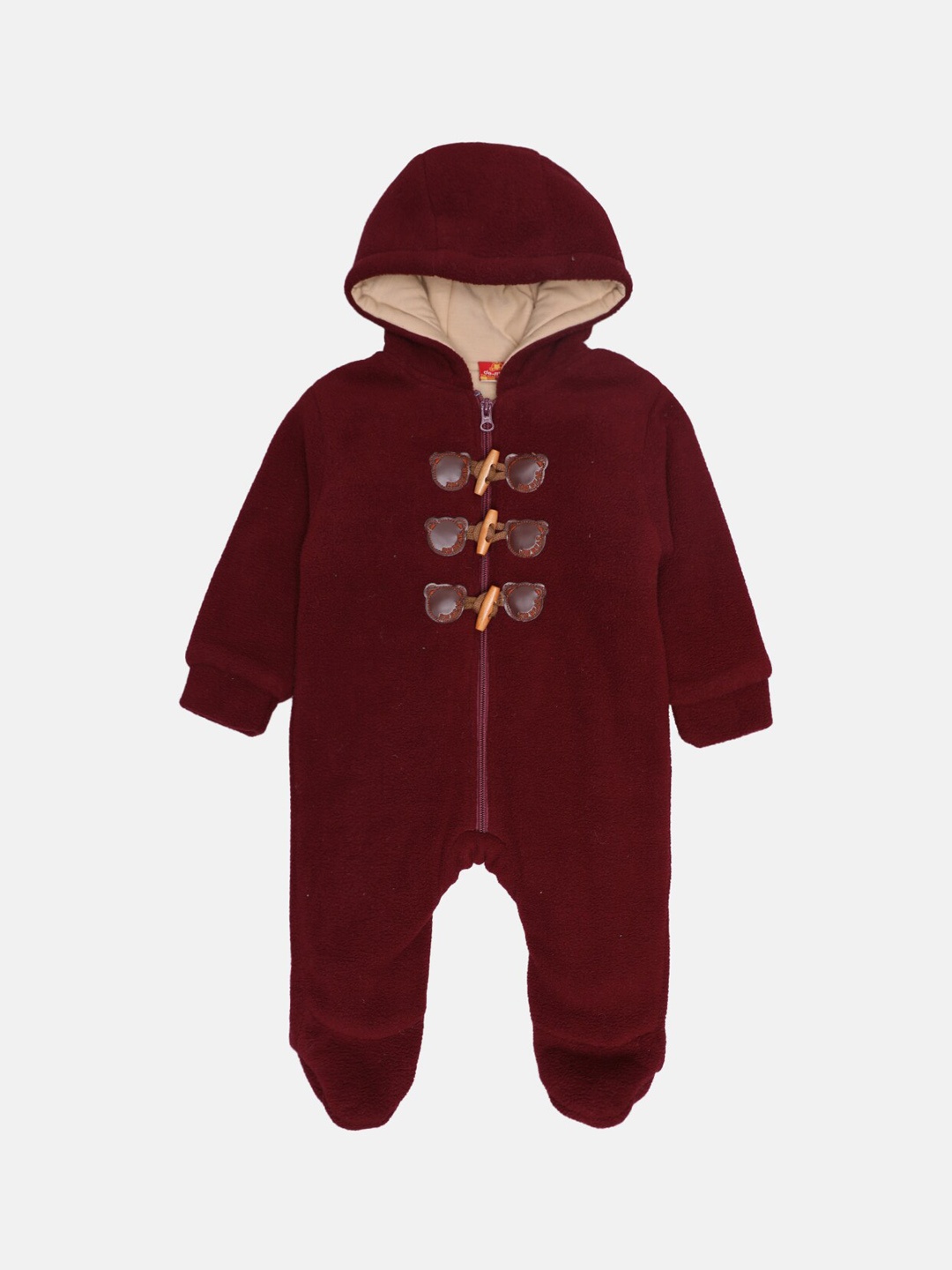 

Little Kiki Infants Maroon Solid Rompers