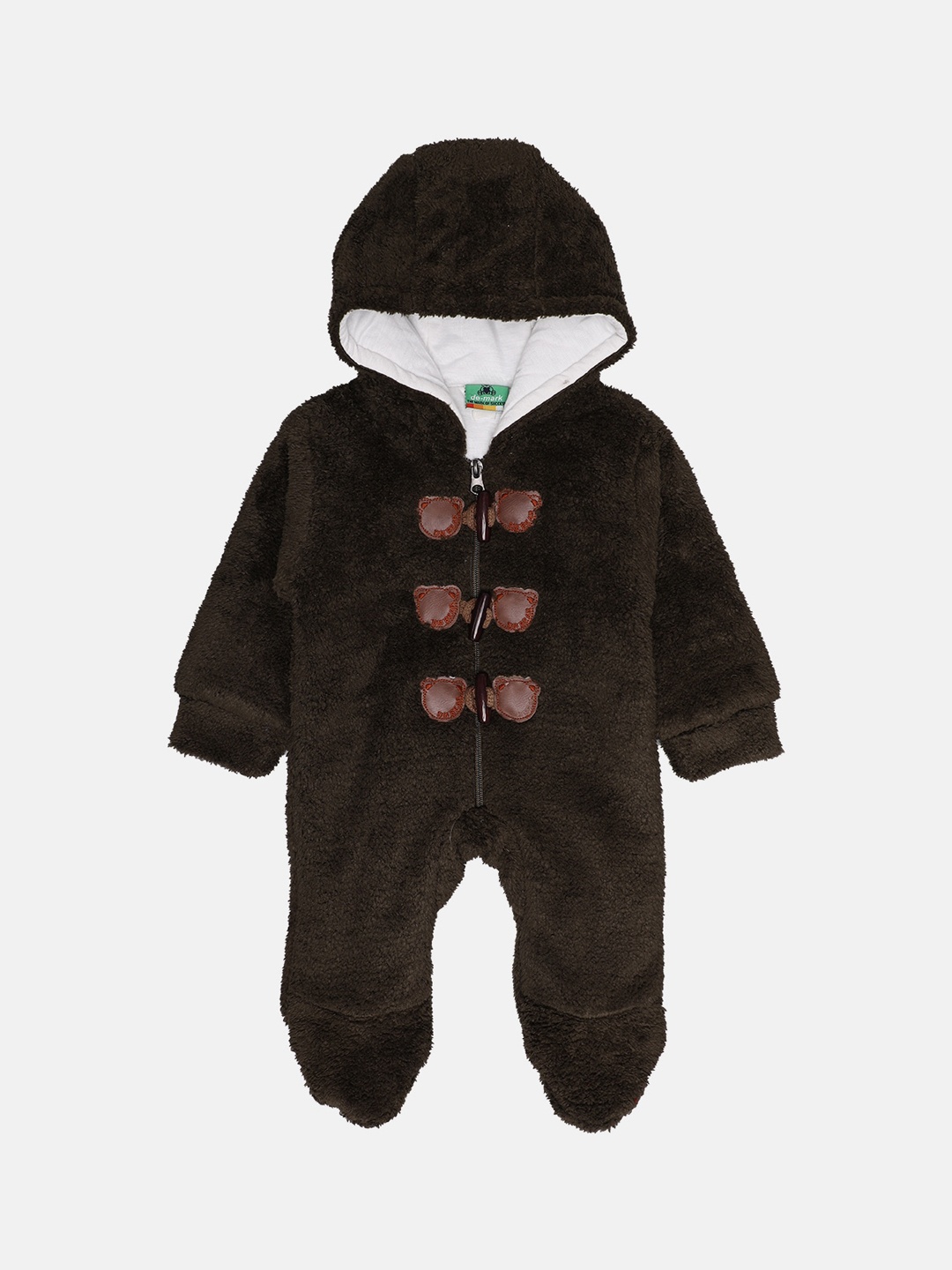 

LITTLE KIKI'S Infant Brown Solid Cotton Romper