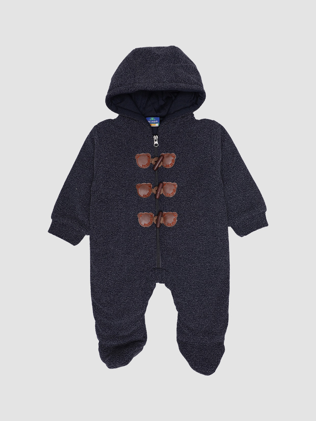 

Little Kiki Infants Navy Blue Solid Cotton Rompers