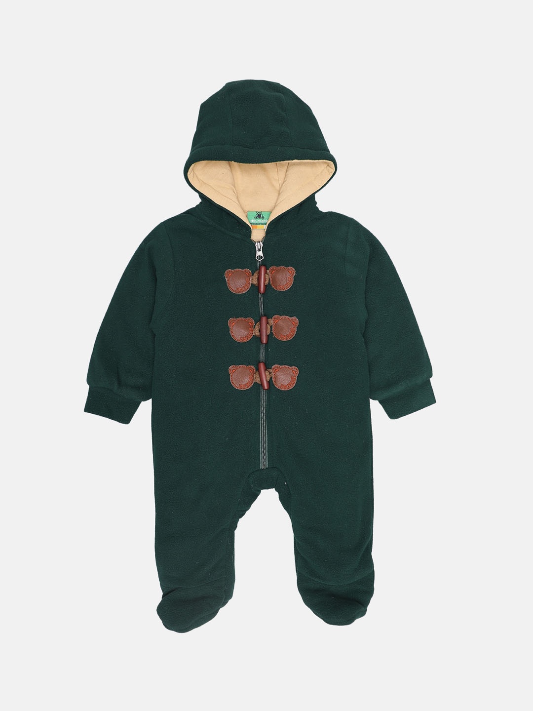 

Little Kiki Infant Kids Green Solid Cotton Rompers