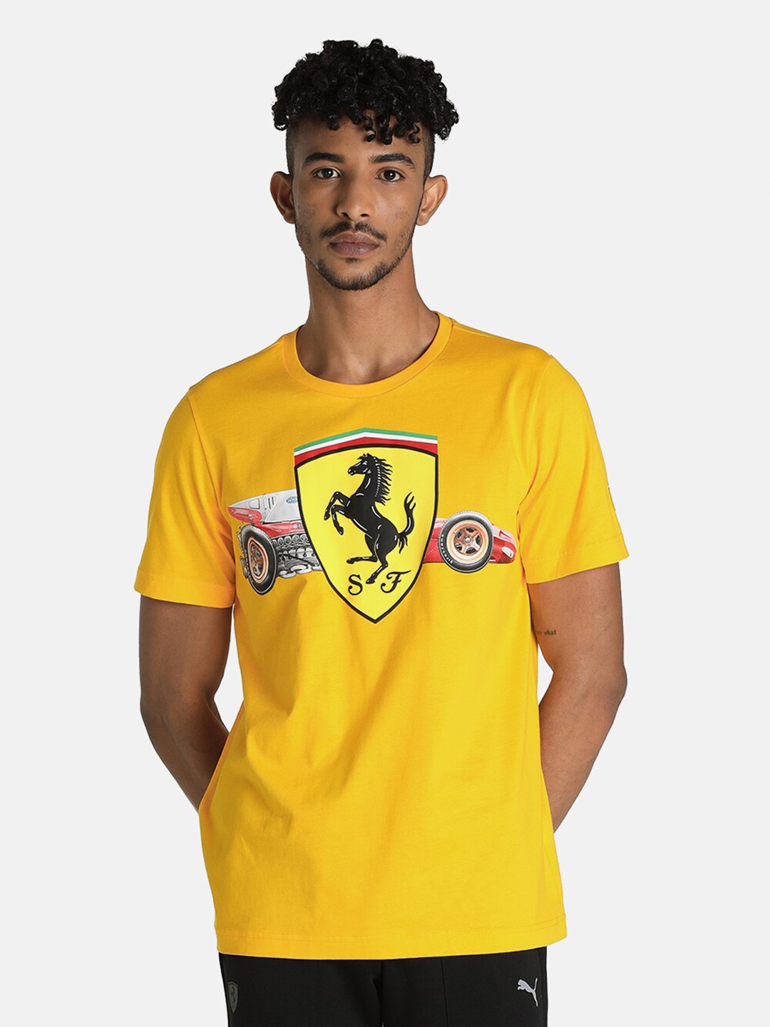 

PUMA Motorsport Men Yellow Scuderia Ferrari Shield Cotton Printed T-shirt