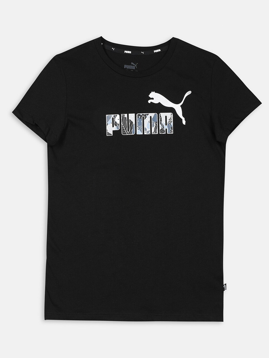 

Puma Girls Black Essentials+ Bloom Logo Youth Cotton Regular Fit Tshirt