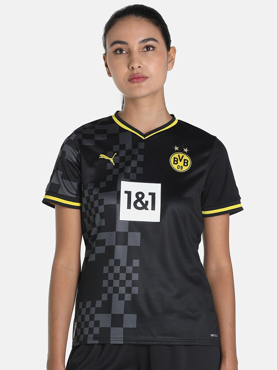 

Puma Women Regular fit Borussia Dortmund Away 22/23 Replica Jersey Football Tshirts, Black