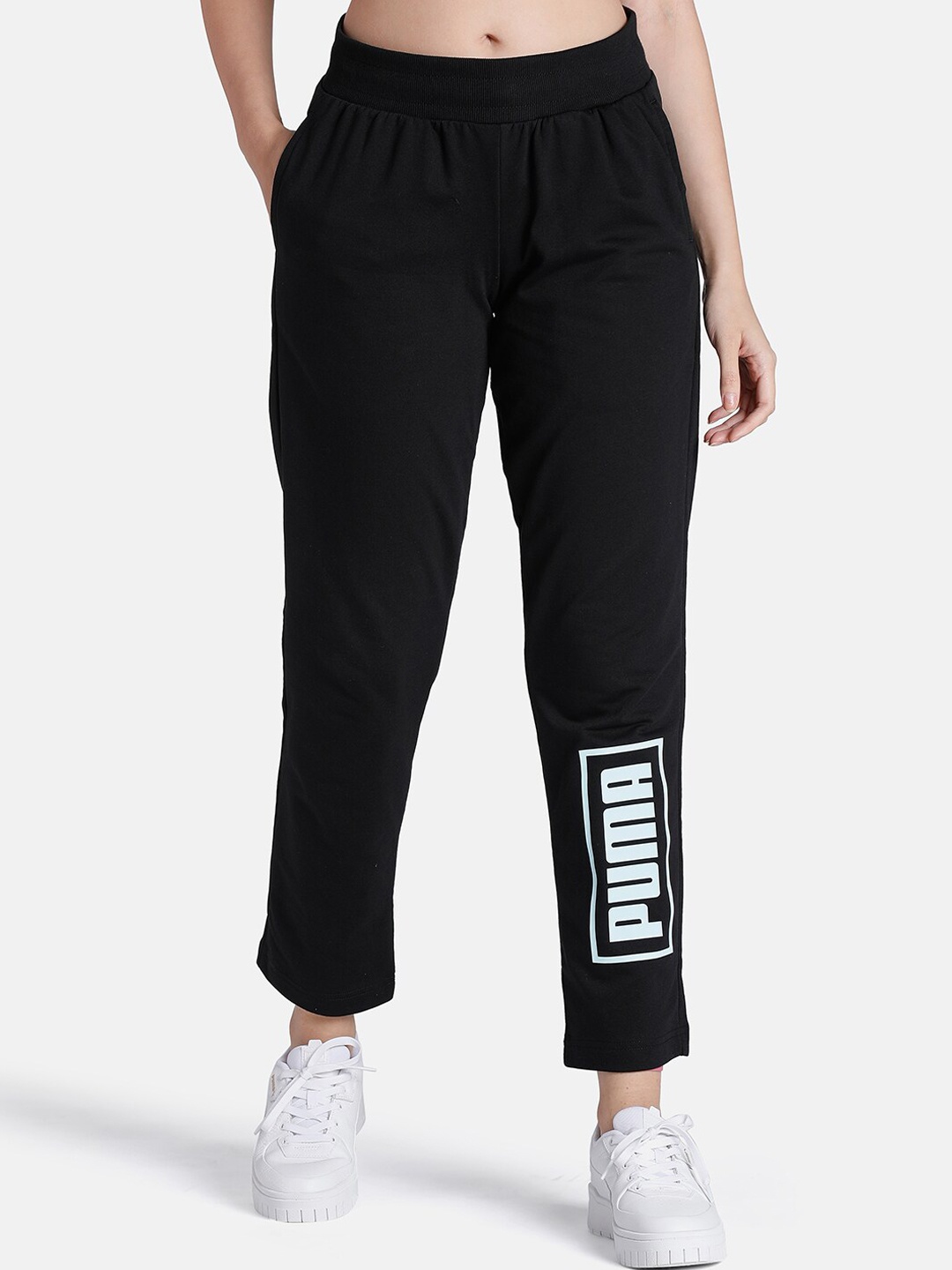 

Puma Women Regular Fit Brand Logo Printed Futuristic Graphic Track Pants, Black