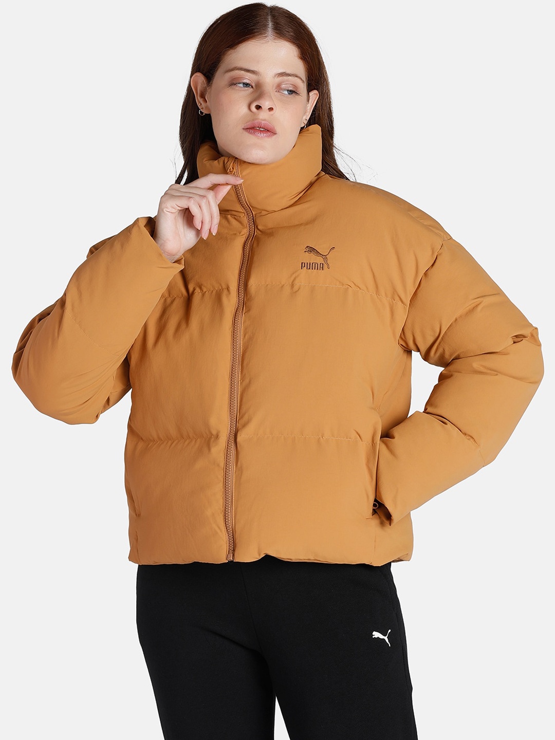 Puma Women Tan Solid Classics Oversized Puffer Jacket