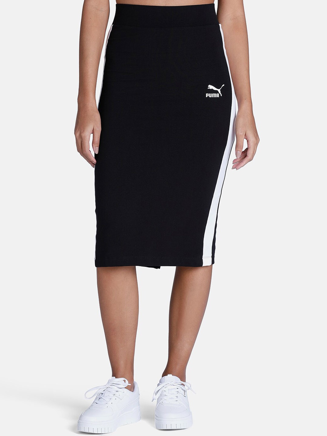 

Puma Women Black T7 Skirt Women Colourblocked Pencil-Fit Skirts