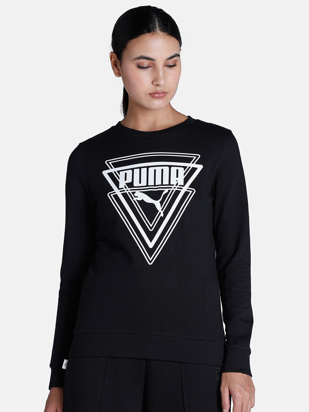 

Puma Women Regular Fit Typography Printed Cotton Sweatshirt, Black