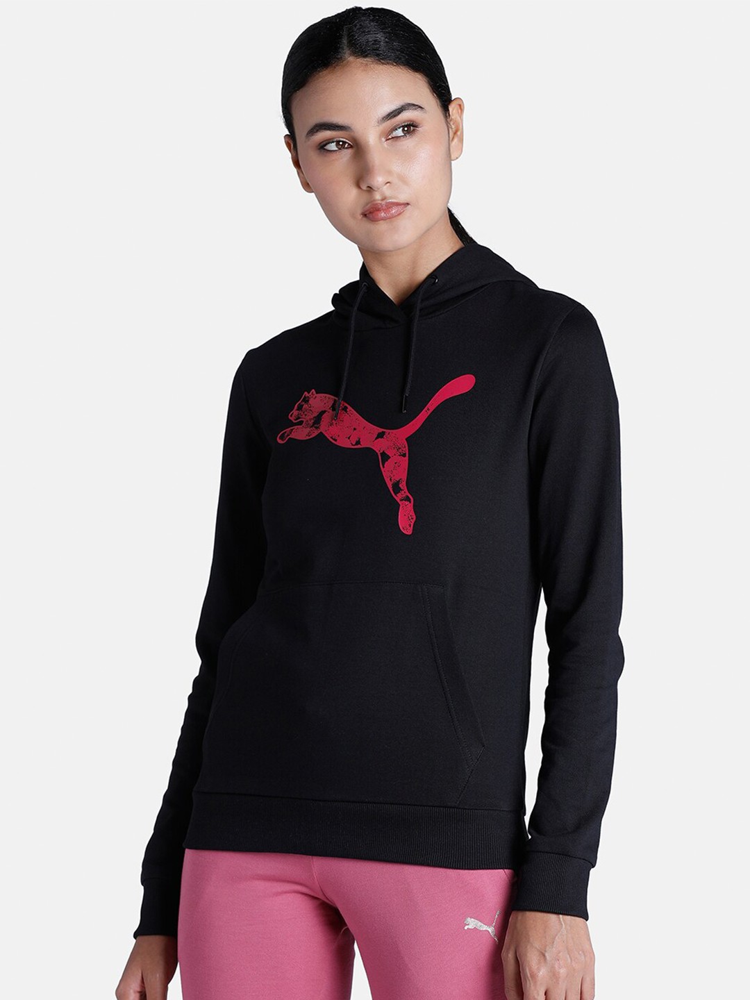 

Puma Women Graphic Printed Cotton Regular Fit Pullover Sweatshirts, Black