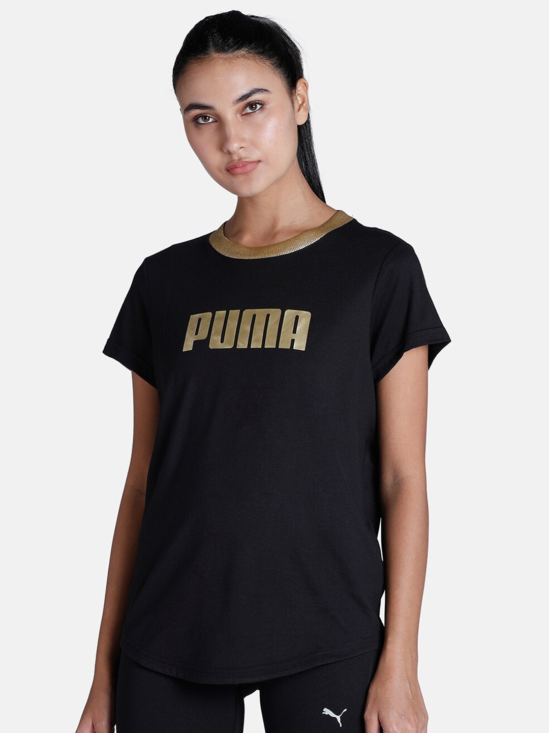 

Puma Women Black Deco Glam Short Sleeve Training T-shirt