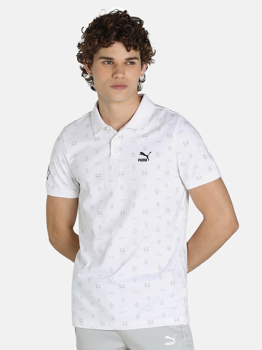 

Puma Men X 1Der KL Rahul Aop Cotton Polo Tshirts, White