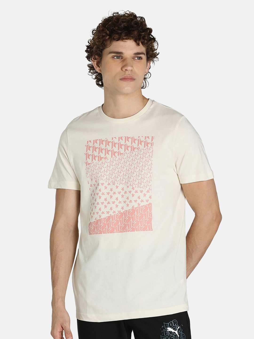 

Puma Men Beige X 1Der KL Rahul Star Logo Core Cotton Slim Fit T-Shirt
