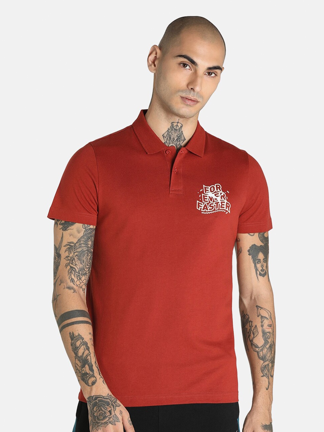 

Puma Men X 1Der KL Rahul Graphic Outdoor Cotton Slim Fit Polo Tshirt, Red