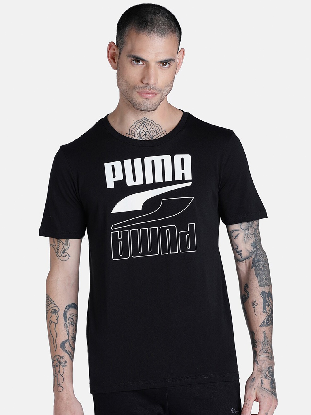 

Puma Men Black Rubber Graphic Printed Cotton Tshirts