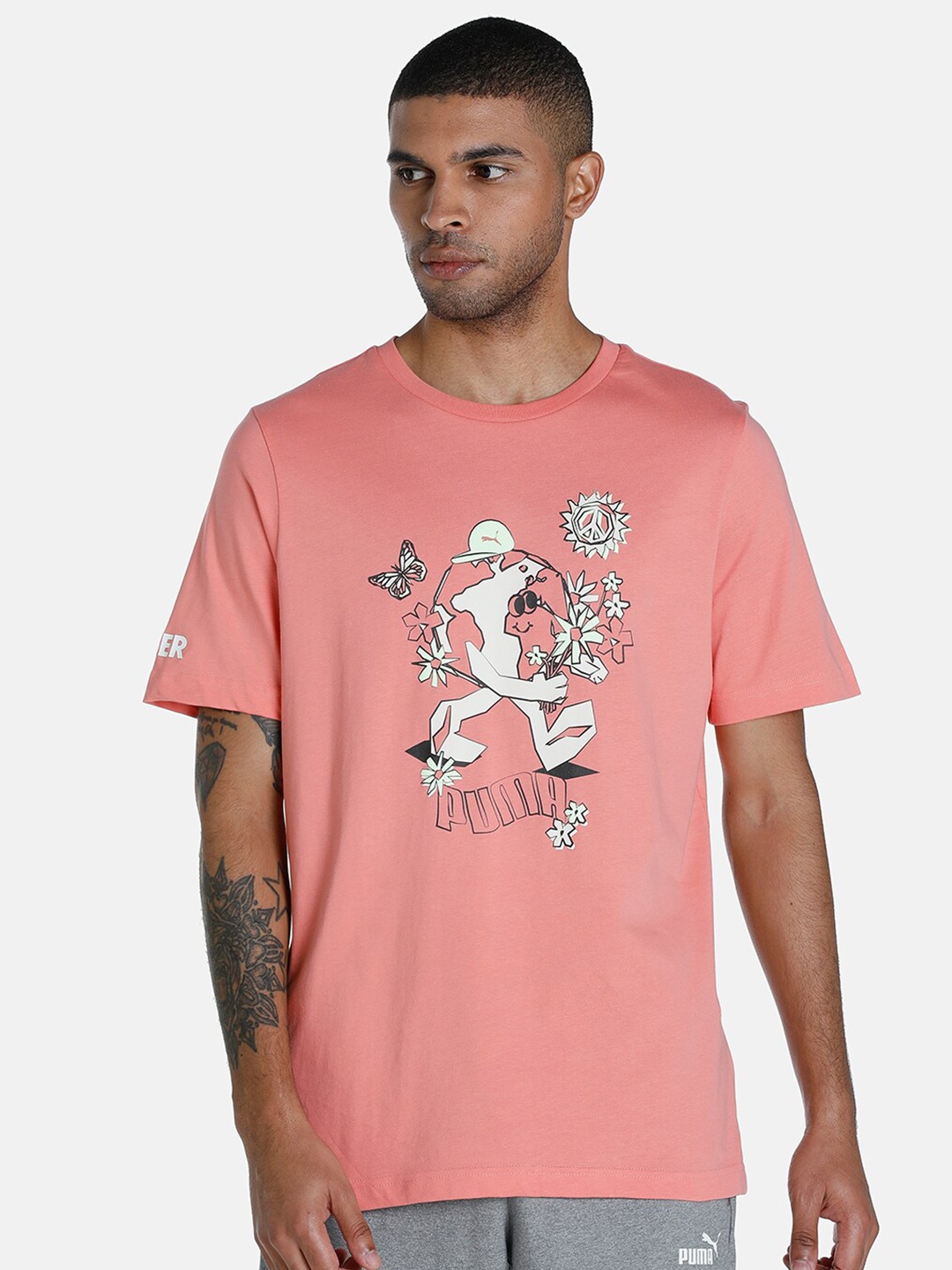 

Puma Men Regular Fit X 1Der KL Rahul Feel Good T-Shirt, Pink