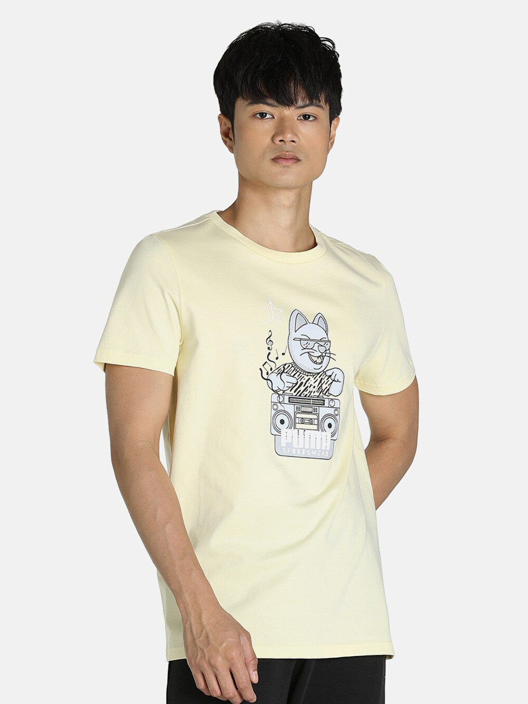 

Puma Men Yellow X 1DER KL Rahul Character Ll Cotton T-shirts